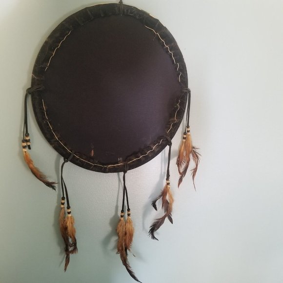 Vintage Dreamcatcher Wall Hanging Decoration Eagle Painting Feathers Mountains - Picture 4 of 9